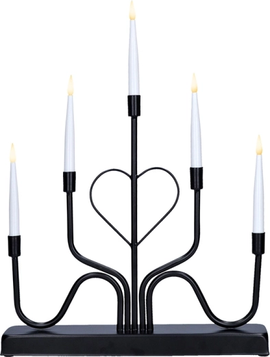 Solight LED kovový svietnik 5-ramenný čierny 42 cm
