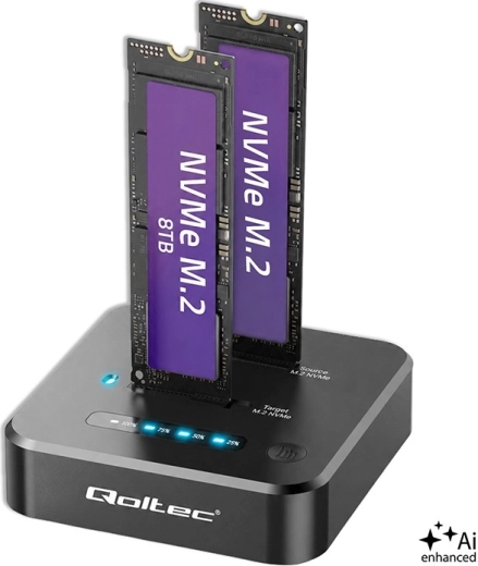 Dokovacia stanica Qoltec pre 2× M.2 NVMe SSD s USB-C
