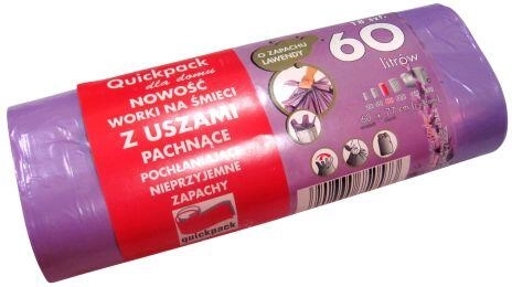 Vrecia na odpad s ušami 60 l, 60 × 72 cm, vôňa levandule