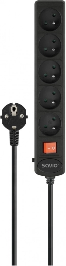 Prepěťová ochranná predlžovacia zásuvka 5× Schuko s automatickým ističom 1,8 m