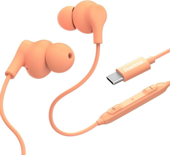 Štuple do uší Curly USB‑C oranžové