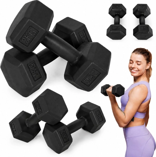 MOVEPRO hexagonálne činky 2 × 2 kg – čierne