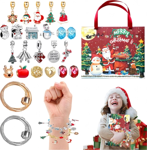 Adventný kalendár s náramkom a príveskami na DIY tvorenie - 1 kus