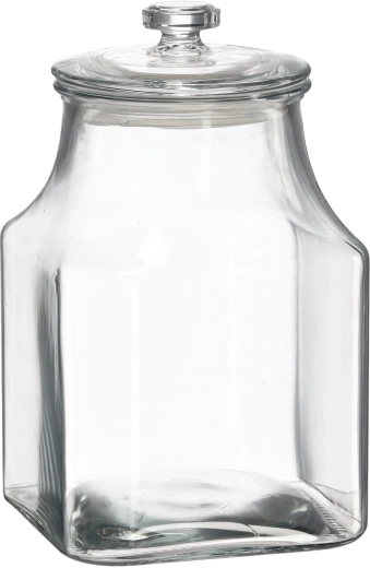 Sklenená hranatá dóza s vekom 3,3 l