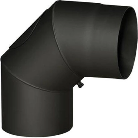 Dymové koleno s čistiacim otvorom 150 mm, 90°, hrúbka 1,5 mm, čierne