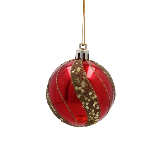Elegantné červené gule s trblietavými detailmi