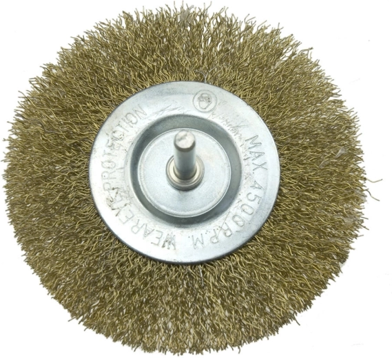 Kruhová kefa so stopkou 80 mm, zvlnený oceľový drôt 0,3 mm