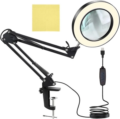 Stolná lampa s lupou a LED osvetlením IZOXIS – čierna