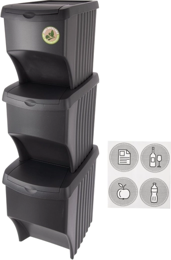 Kôš na triedený odpad UH 3×22 l čierny