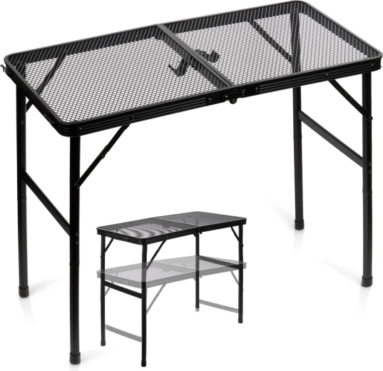 Vilde skladací turistický stôl 2v1 s nastaviteľnou výškou 80 × 40 cm čierny