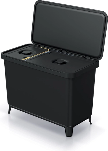 Triediaci odpadkový kôš z recyklovaného plastu, 10 l + 23 l, čierny