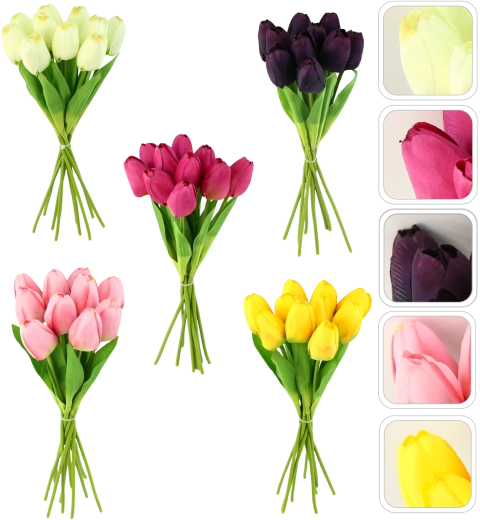 Umelá kytica tulipánov 10 ks, 30 cm, mix farieb