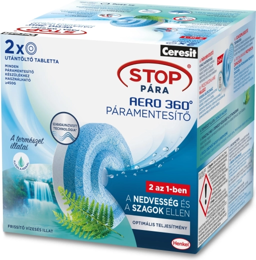 Náhradné tablety Ceresit Stop vlhkosti Aero 360° Osviežujúci vodopád 2 × 450 g