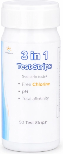 Testovacie prúžky do bazéna 3 v 1 – voľný chlór, pH a alkalita (50 ks)