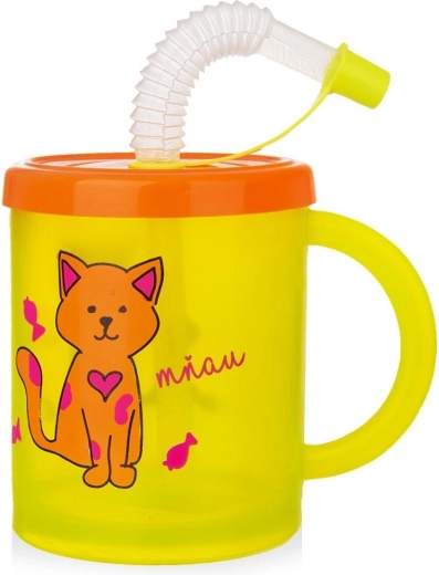 Detský hrnček so slamkou mačka 260 ml