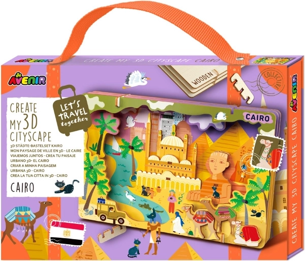 Drevené 3D puzzle mestská panoráma Káhiry AVENIR