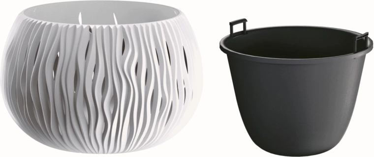 Kvetináč Sandy Bowl s vložkou 29 cm biely