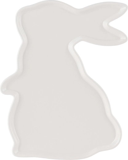 Porcelánový servírovací tanierik v tvare zajačika, krémový, 23 × 17 cm