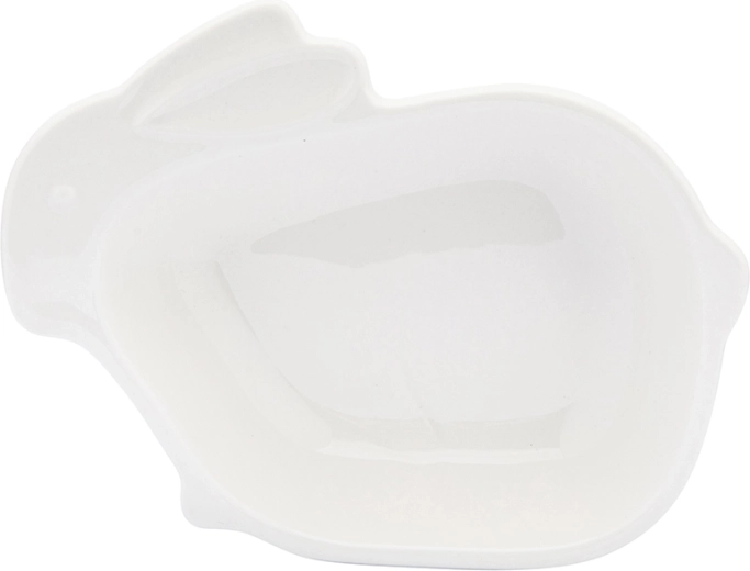 Porcelánová servírovacia miska v tvare zajačika krémová