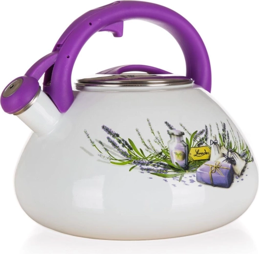 Smalťovaná pískajúca kanvica Levanduľa 3 l, priemer 22,5 cm