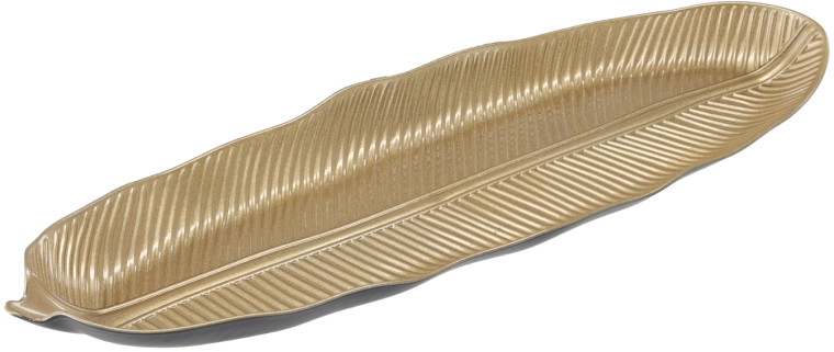 Dekoratívny eliptický podnos so zlatým listom 50 × 16 cm