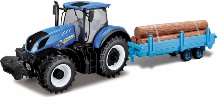 Traktor New Holland T7.315 s dlhým prívesom na drevo 1:32