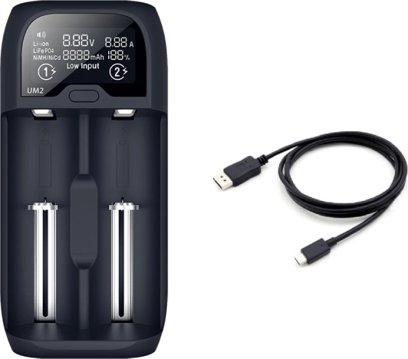Solight inteligentná nabíjačka batérií Li-Ion/LiFePO4/Ni-MH/Ni-Cd s LCD displejom, 2 kanály, 2000 mA