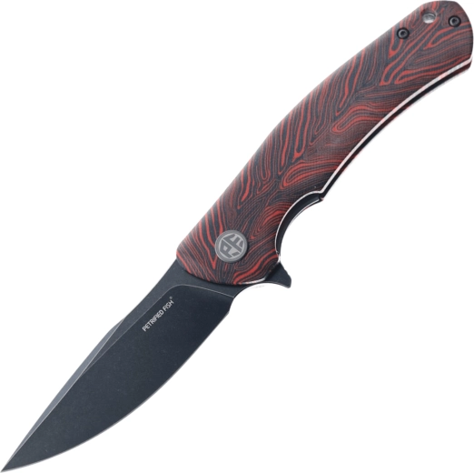 Zatvárací nôž Petrified Fish Warrior, K110 Black Stonewash, červeno‑čierny Gmascus