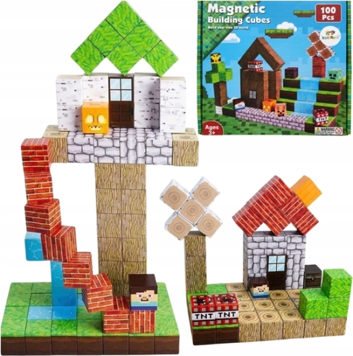 Magnetické kocky – stavebnica s kockami 100 dielov