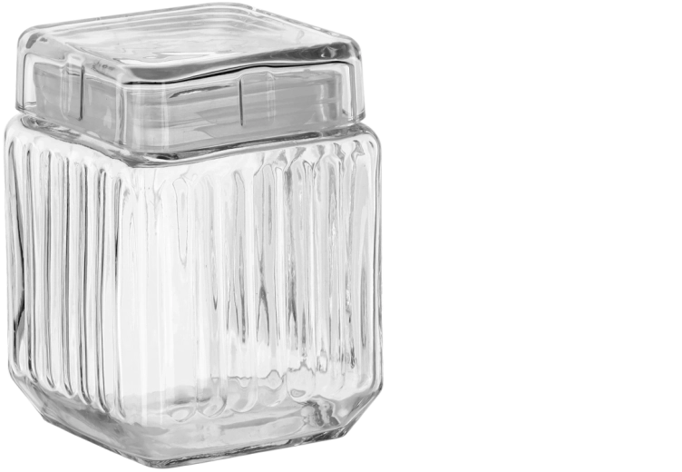Sklenená štvorcová dóza 1,1 l so skleneným viečkom