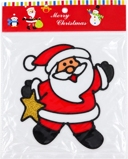 Vianočná gélová nálepka na okno Santa Claus s hviezdou – 1 kus