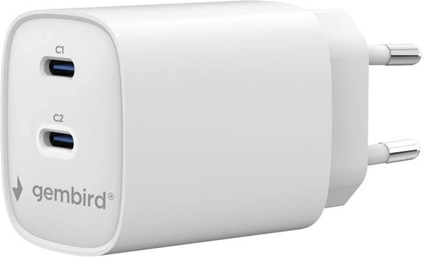 Gembird univerzálna nabíjačka 2× USB‑C PD 45 W biela