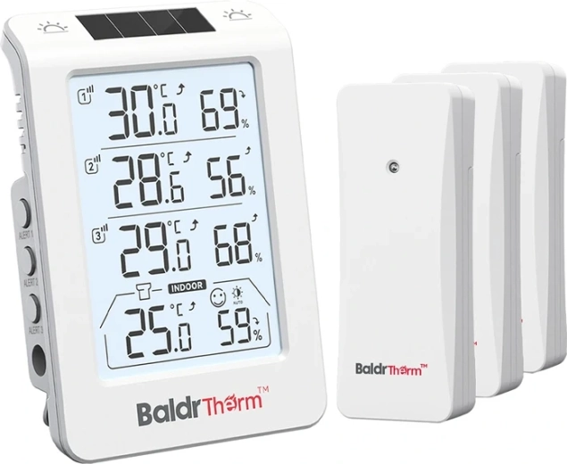 Baldrtherm trojkanálový termohygrometer s automatickým podsvietením