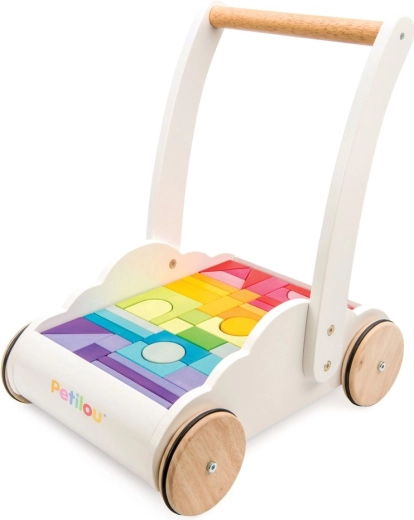 Drevené chodítko Rainbow Cloud s kockami Le Toy Van