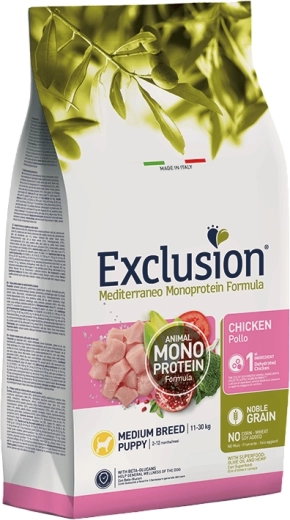 Exclusion Puppy Medium granule pre šteňatá stredných plemien – kuracie, 3 kg