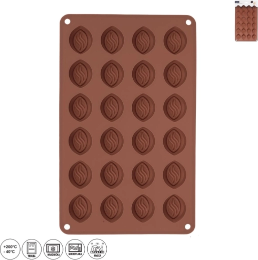 Silikónová forma na pralinky 24 ks – kávové zrno