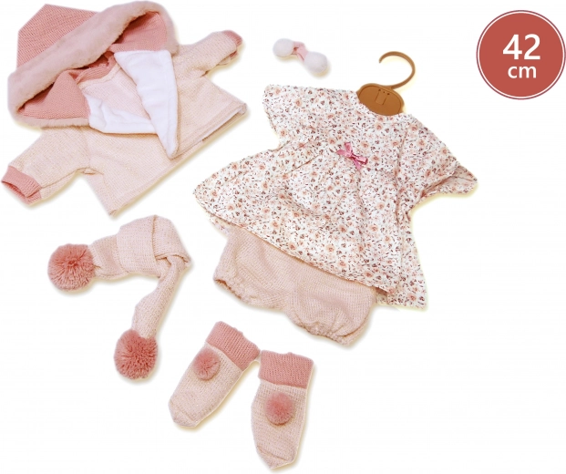 Oblečenie pre bábiku 42 cm – kvetinová súprava s doplnkami
