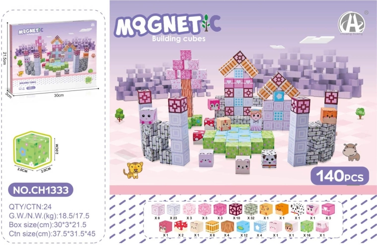 Magnetické kocky 3D pre deti 140 ks