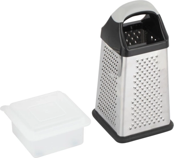 Nerezové štvorhranné strúhadlo s plastovou rukoväťou a nádobkou