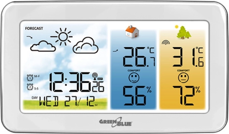 Bezdrôtová meteorologická stanica GreenBlue s farebným LCD displejom