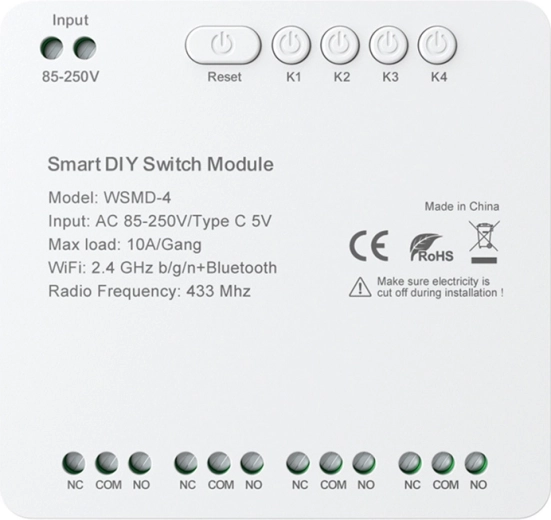 Šikovný štvor-kanálový spínací modul AVATTO pre kutilov 250 V
