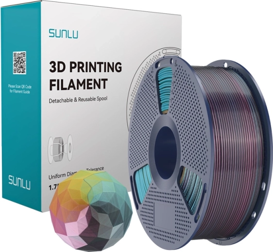 Sunlu PLA+ Silk filament štvorfarebný červená–žltá–zelená–čierna