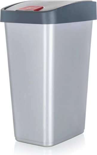 Vyklápací odpadkový kôš 45 l, obdĺžnikový, plast, strieborný/sivý