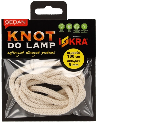 Náhradný okrúhly bavlnený knôt do petrolejovej/naftovej lampy 8 mm