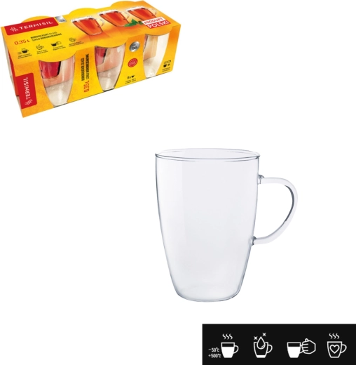 Sada žiaruvzdorných pohárov s uchom Agata 350 ml – 6 kusov