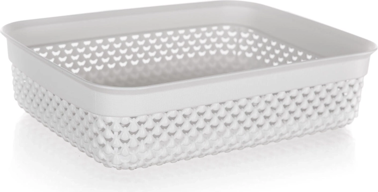 Plastový košík ratanový biely 2,2 l 24,5 × 19,5 × 6 cm