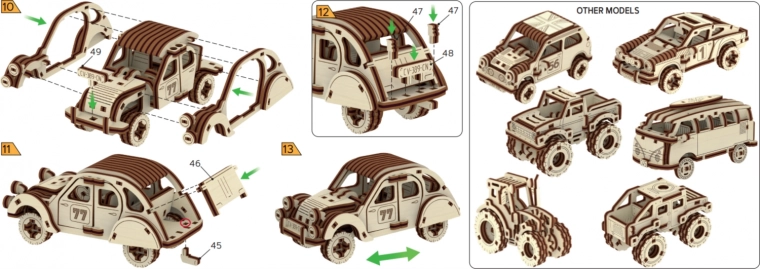 Drevené 3D puzzle pretekárske auto – Číslo 77