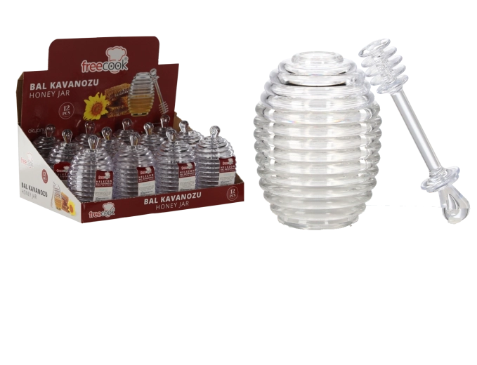 Plastová dóza na med 200 ml s lyžičkou