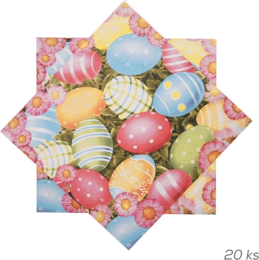 Papierové veľkonočné obrúsky s motívom vajíčok 33 × 33 cm 20 ks