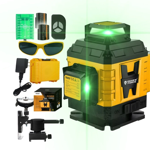 Krížový laser Renew Force 4D so 16 zelenými líniami 360°